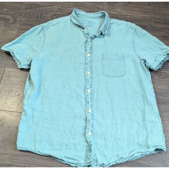 Lucky Brand Tops - Lucky Brand Women Top Large Blue Denim Button Up Collar Short Sleeve (517)